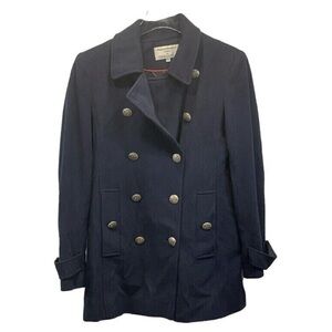 Vtg Helene Berman London for Trilogy Navy Pea Coat Women's Size XS Wool Cashmere